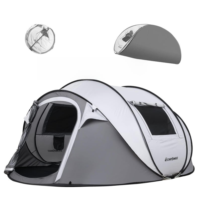 EchoSmile Instant Pop Up Camping Tent, 2/4/6 Person, Easy Setup Tent, Water Resistant Dome, Portable with Carry Bag - Image 1